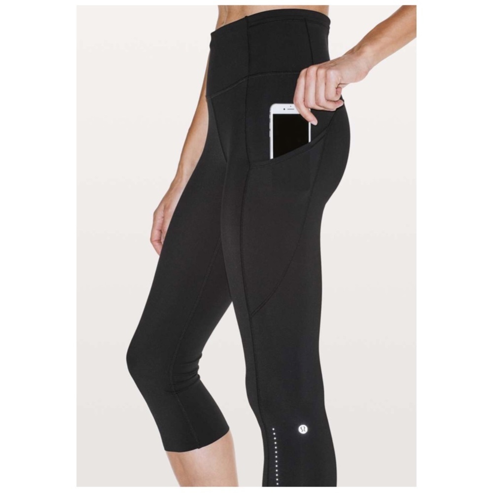 Lululemon fast & Free crop reflective leggings black 4